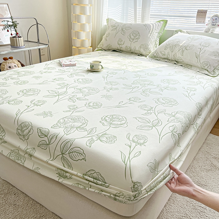 91家纺网 家纺一手货源 找家纺 涵宸家纺 2024新款全棉小清新印花单品套件--单床笠 床笠-晚风吟