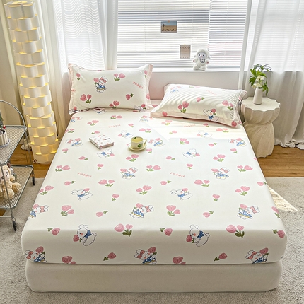 91家纺网 家纺一手货源 找家纺 （总）涵宸家纺 2024新款全棉小清新印花单品套件--单床笠