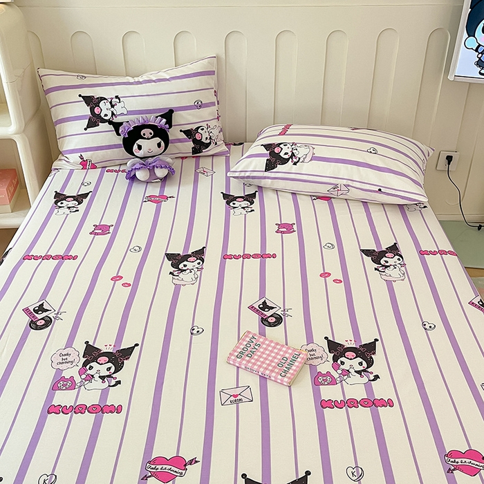 91家纺网 家纺一手货源 找家纺 博雅 2024新款三丽鸥正版授权全棉活性印花单床笠 爱意库洛米