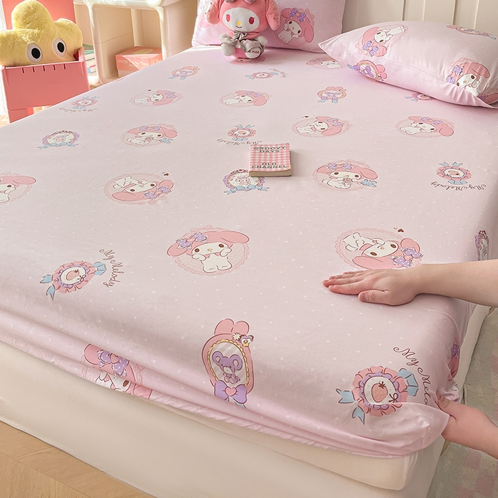 91家纺网 家纺一手货源 找家纺 博雅 2024新款三丽鸥正版授权全棉活性印花单床笠 少女美乐蒂