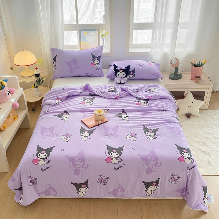 91家纺网 家纺一手货源 找家纺 DS-2025新款儿童卡通三丽鸥正版授权A类针织棉夏被系列 樱桃库洛米