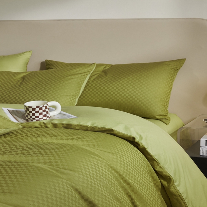 91家纺网 家纺一手货源 找家纺 涵宸家纺 2024新款全棉提花四件套-菲比 菲比-富贵绿