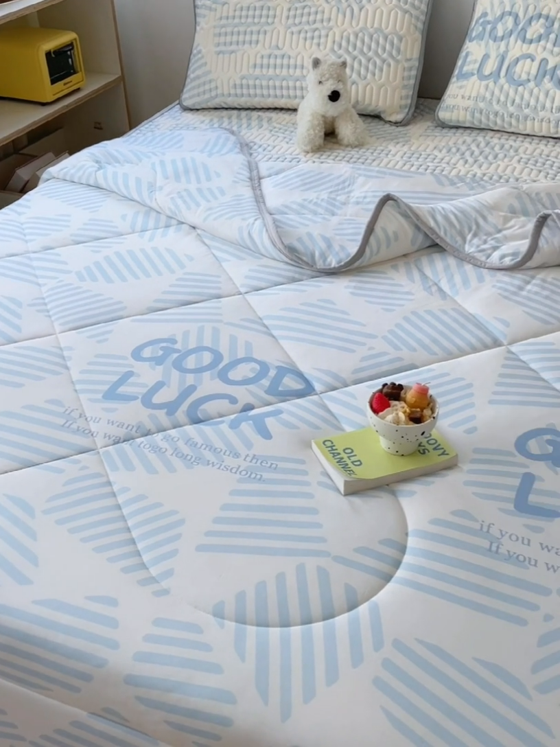 91家纺网 家纺一手货源 找家纺 布卢姆床垫 2025新款A类凉感丝数码印花夏被凉席四件套 几何