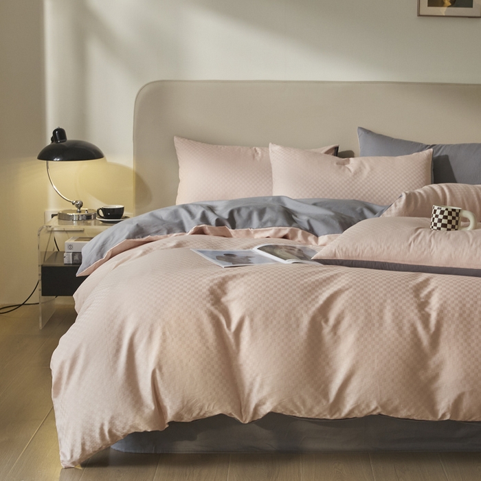 91家纺网 家纺一手货源 找家纺 涵宸家纺 2024新款全棉提花四件套-菲比 菲比-玫瑰灰