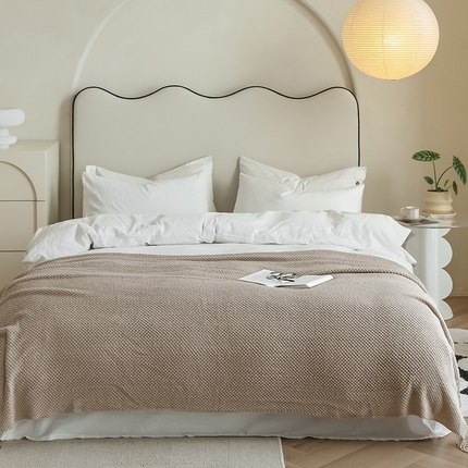 91家纺网 家纺一手货源 找家纺 朴尔家纺-毛巾被 2024年新款波波风流苏柔糯毯床尾毯沙发巾 波波流苏柔糯毯-米灰