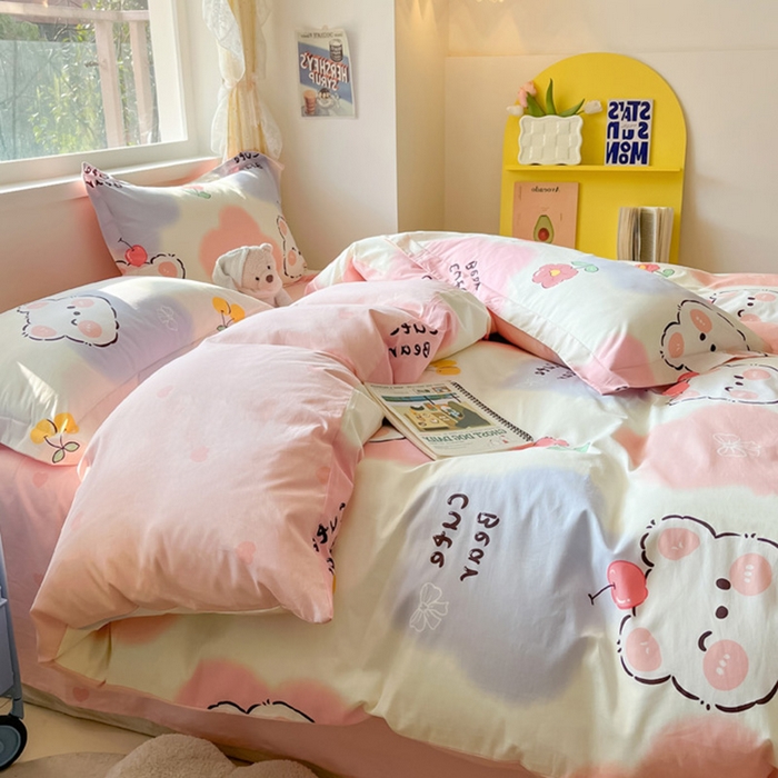 91家纺网 家纺一手货源 找家纺 涵宸家纺 2024新款全棉小清新印花单品套件--单被套 萌萌彩