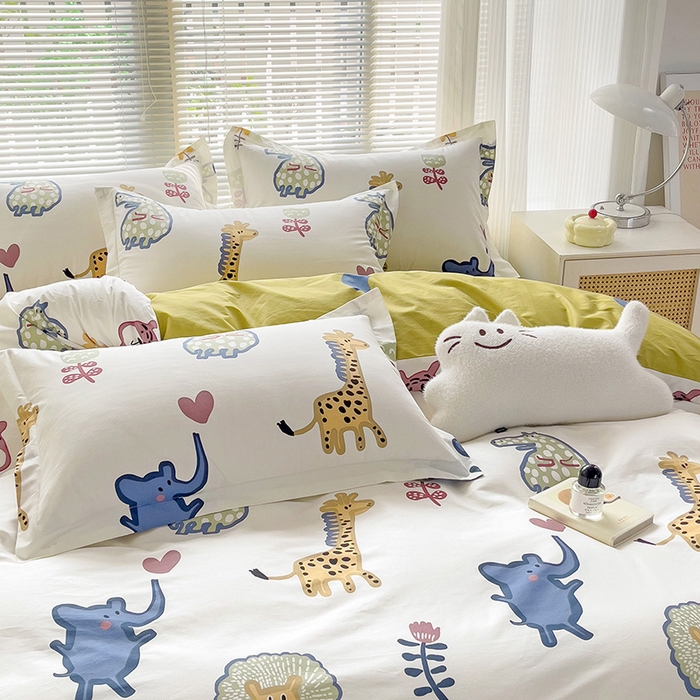 91家纺网 家纺一手货源 找家纺 大柏树 2025新款全棉13376印花四件套系列（可定制）-床单四件套 爱乐儿