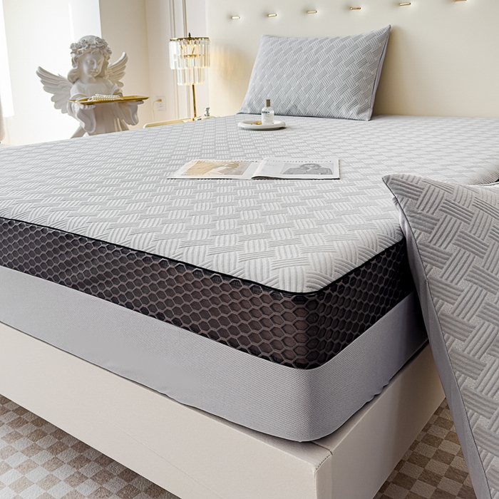 91家纺网 家纺一手货源 找家纺 邦妮家纺 2024新款A类凉感丝床笠凉席床垫30公分内可用 梦幻-灰