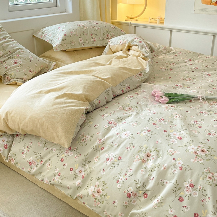 91家纺网 家纺一手货源 找家纺 涵宸家纺 2024新款全棉小清新印花单品套件--单被套 浅香