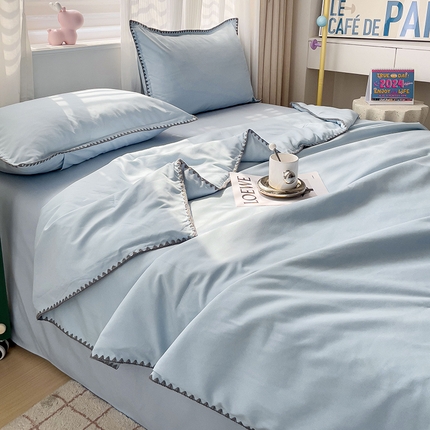 91家纺网 家纺一手货源 找家纺 春光里 2024新款三角针贝壳绣纯色夏被