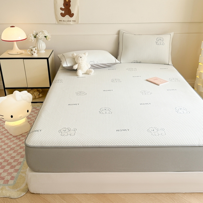 91家纺网 家纺一手货源 找家纺 慕尚家纺 2025新款卡通凉豆豆凉感冰丝席凉席 床笠款-小狗