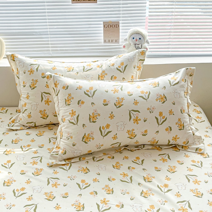 91家纺网 家纺一手货源 找家纺 涵宸家纺 2024新款全棉小清新印花单品套件--单枕套 枕套-菊馨兔