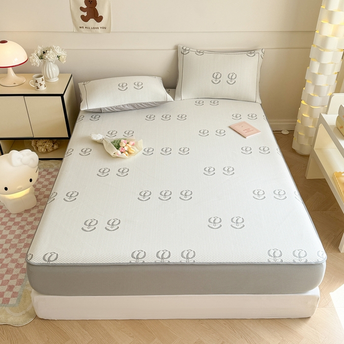 91家纺网 家纺一手货源 找家纺 慕尚家纺 2025新款卡通凉豆豆凉感冰丝席凉席 床笠款-芬芳