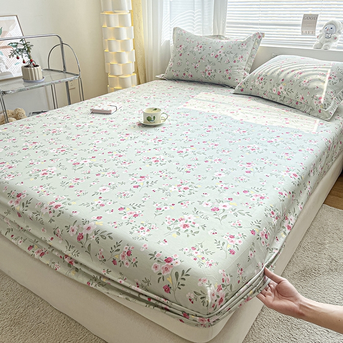 91家纺网 家纺一手货源 找家纺 涵宸家纺 2024新款全棉小清新印花单品套件--单床笠 床笠-浅香