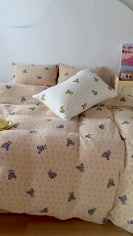 91家纺网 家纺一手货源 找家纺 （总）千朵 2024新款全棉双层纱四件套