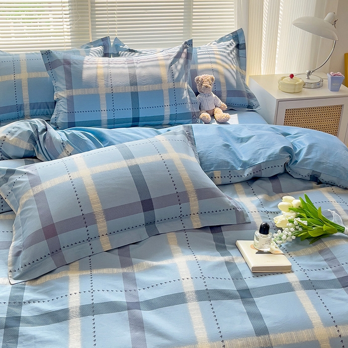 91家纺网 家纺一手货源 找家纺 大柏树 2025新款全棉13376印花四件套系列（可定制）-床单四件套 卡洛塔-蓝