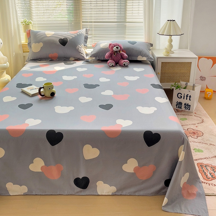 91家纺网 家纺一手货源 找家纺 大柏树 2025新款全棉13376印花四件套系列（可定制）-单床单 小爱恋