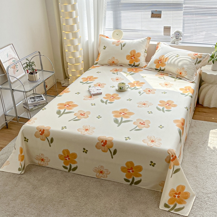 91家纺网 家纺一手货源 找家纺 涵宸家纺 2024新款全棉小清新印花单品套件--单床单 床单-香榭