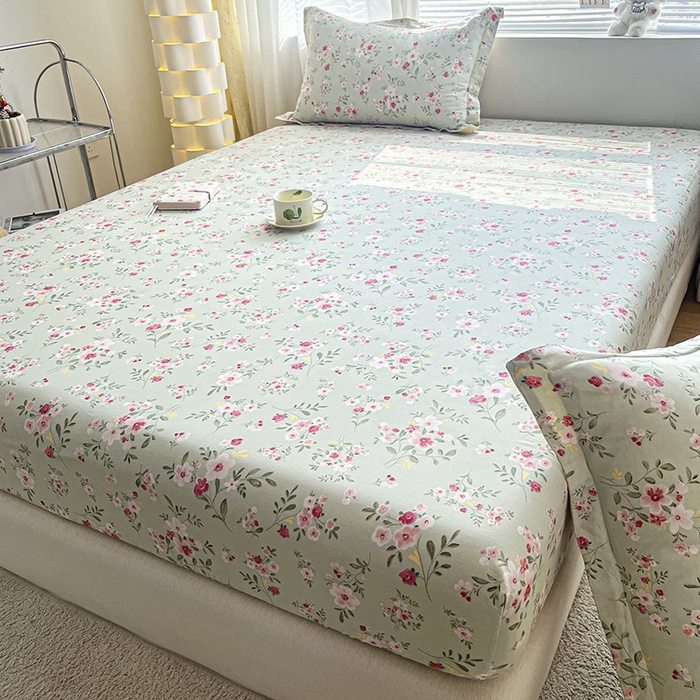 91家纺网 家纺一手货源 找家纺 涵宸家纺 2024新款全棉小清新印花单品套件--单床笠 床笠-浅香