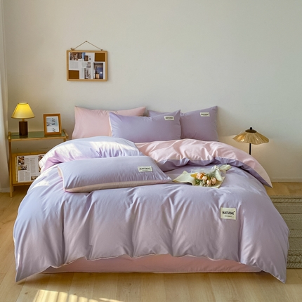 91家纺网 家纺一手货源 找家纺 （总）芊寻家居 2024新款13372全棉纯色四件套无印良品风简约套件