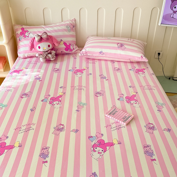 91家纺网 家纺一手货源 找家纺 博雅 2024新款三丽鸥正版授权全棉活性印花单床笠 气球美乐蒂