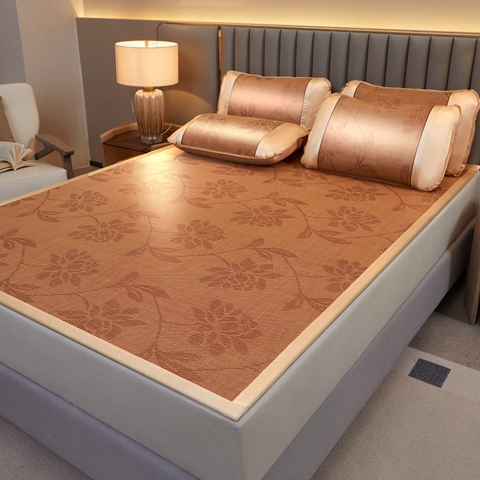 91家纺网 家纺一手货源 找家纺 青雅席业 2025新款直角藤席 水中花