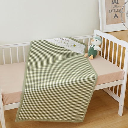 金泰莱 2024新款儿童凉席竹纤维凉席婴儿凉席方格印花软凉席 竹-小绿格