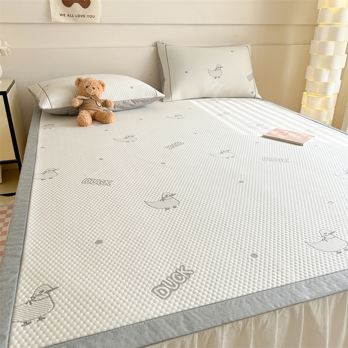 91家纺网 家纺一手货源 找家纺 慕尚家纺 2025新款卡通凉豆豆凉感冰丝席凉席 床席款-小鸭