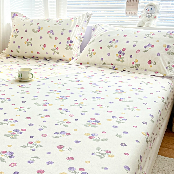 91家纺网 家纺一手货源 找家纺 涵宸家纺 2024新款全棉小清新印花单品套件--单枕套 枕套-樱桃可可