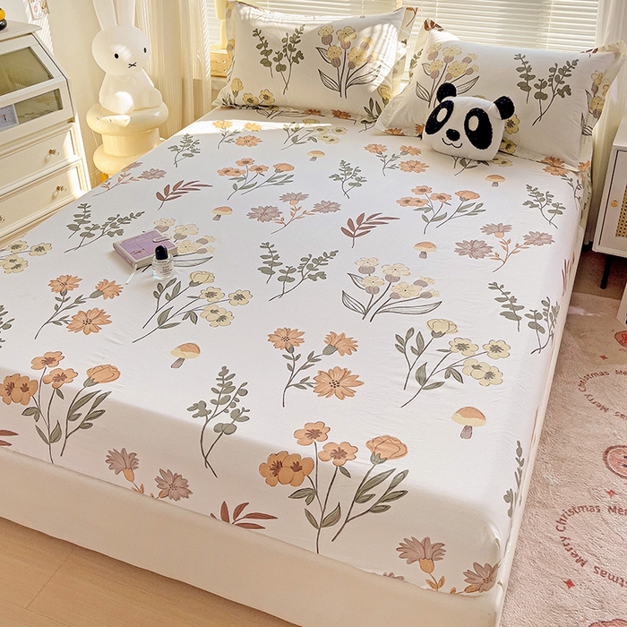 91家纺网 家纺一手货源 找家纺 大柏树 2025新款全棉13376印花四件套系列（可定制）-单床笠 南薇