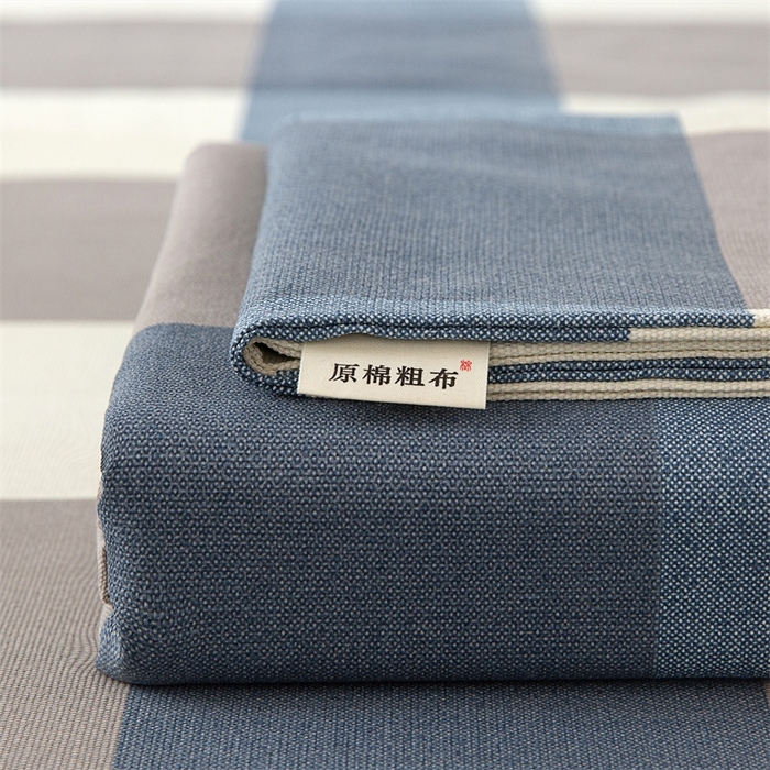 91家纺网 家纺一手货源 找家纺 金泰莱 2025新款原棉老粗布凉席老粗布床单软凉席 蓝格