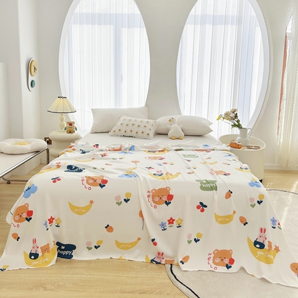 91家纺网 家纺一手货源 找家纺 （总）金泰莱 2025新款印花竹纤维凉席竹纤维毯子再生纤维软凉席盖毯空调毯