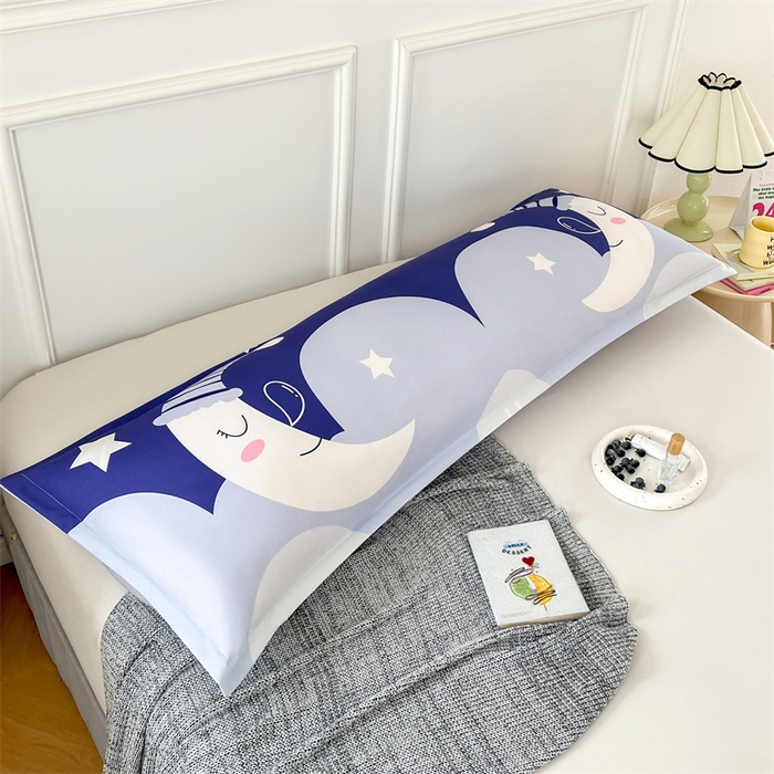 91家纺网 家纺一手货源 找家纺 梦舒羽 2025新款抗菌防水四季款枕套宿舍情侣枕芯套双人枕头套 防水单层枕套-月亮宝宝