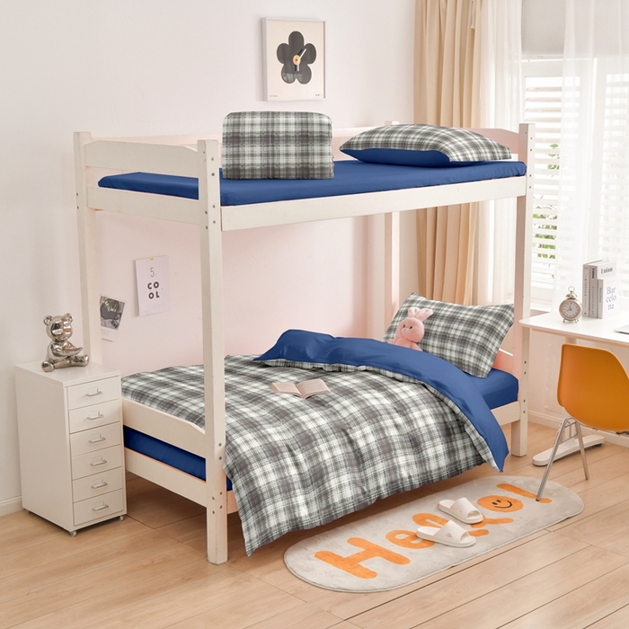 91家纺网 家纺一手货源 找家纺 啊雅家居 床上用品水洗棉印花五件套七件套 日系条格灰