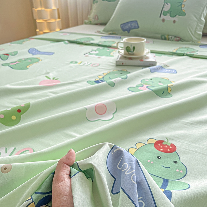 91家纺网 家纺一手货源 找家纺 涵宸家纺 2024新款全棉小清新印花单品套件--单床单 床单-龙游记