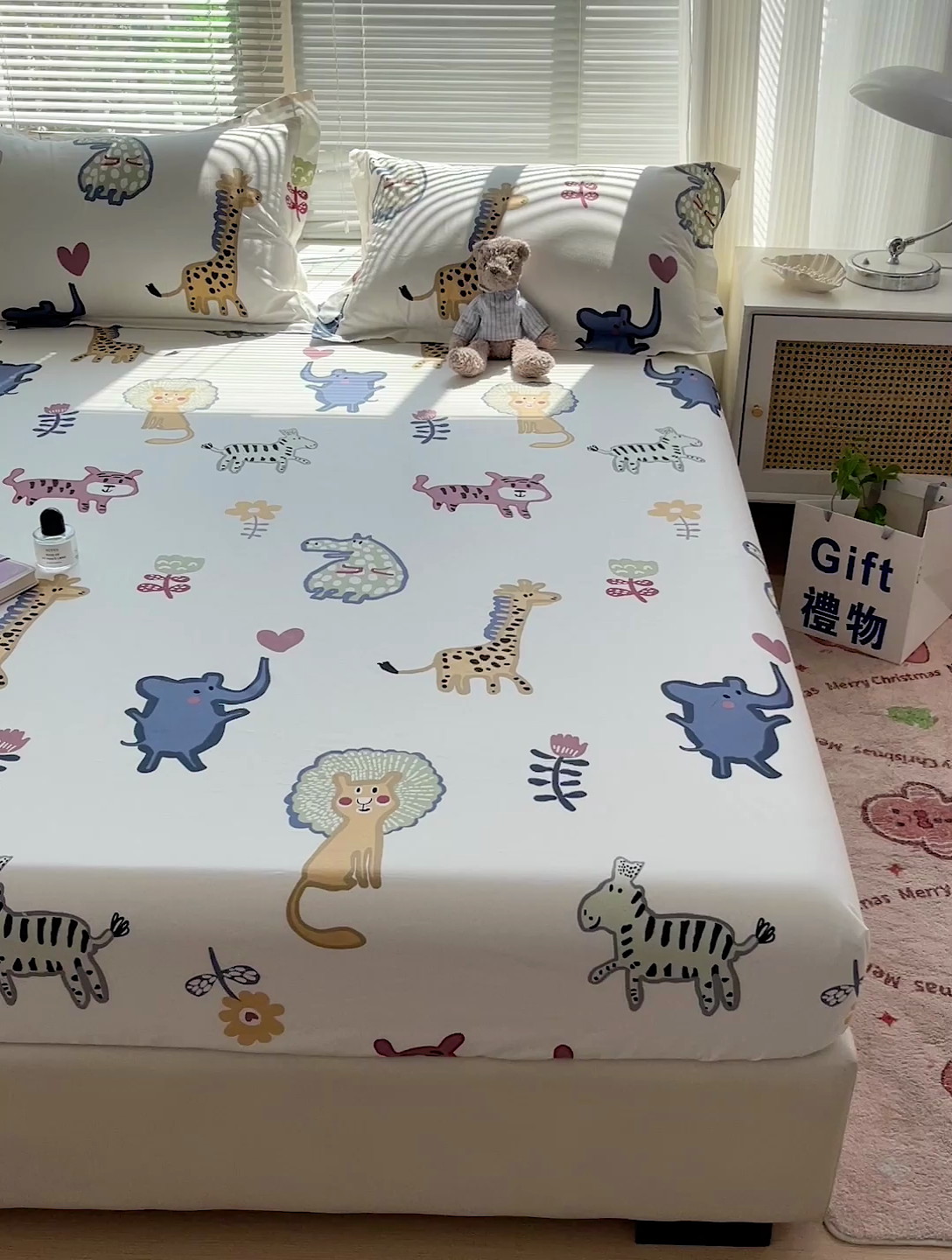 91家纺网 家纺一手货源 找家纺 大柏树 2025新款全棉13376印花四件套系列（可定制）-单床笠 爱乐儿