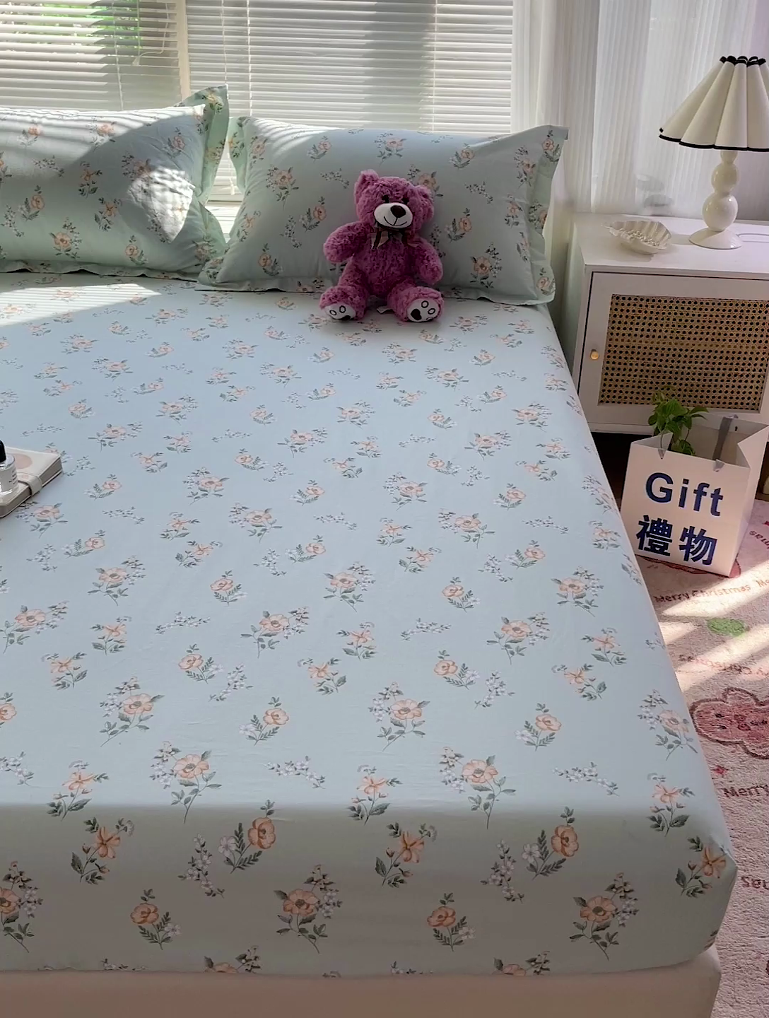 91家纺网 家纺一手货源 找家纺 大柏树 2025新款全棉13376印花四件套系列（可定制）-单床笠 浅沫