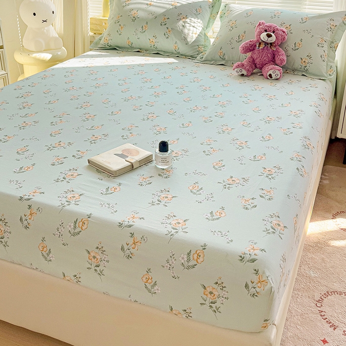 91家纺网 家纺一手货源 找家纺 大柏树 2025新款全棉13376印花四件套系列（可定制）-单床笠 浅沫