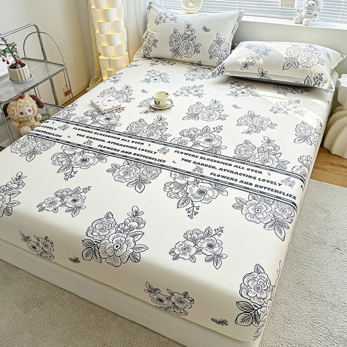 91家纺网 家纺一手货源 找家纺 涵宸家纺 2024新款全棉小清新印花单品套件--单床笠 床笠-安曼