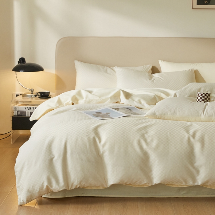 91家纺网 家纺一手货源 找家纺 涵宸家纺 2024新款全棉提花四件套-菲比 菲比-珍珠白