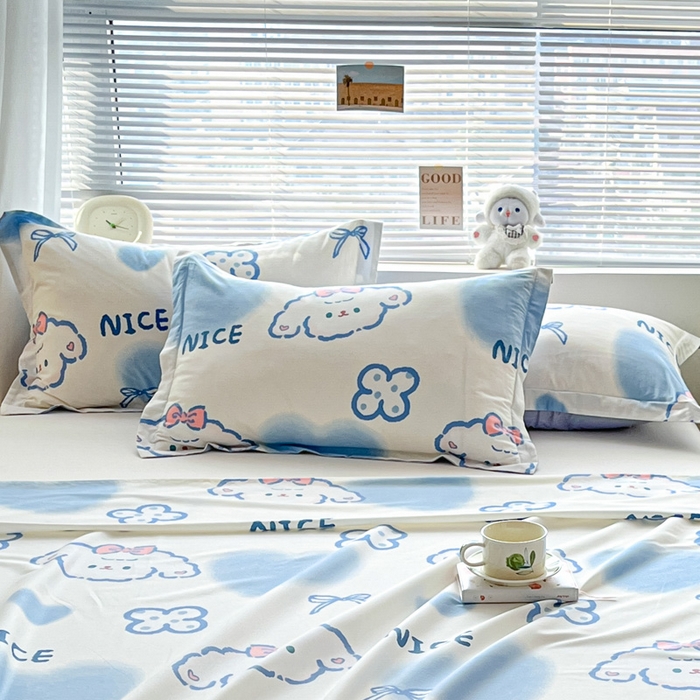 91家纺网 家纺一手货源 找家纺 涵宸家纺 2024新款全棉小清新印花单品套件--单枕套 枕套-玉桂兔