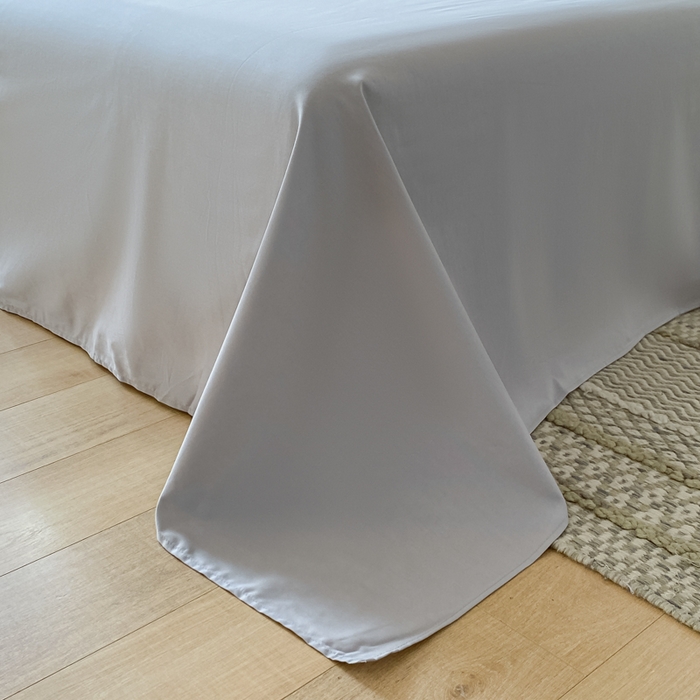 91家纺网 家纺一手货源 找家纺 芊寻家居 2024新款13372全棉纯色四件套无印良品风简约套件 海青-浅灰