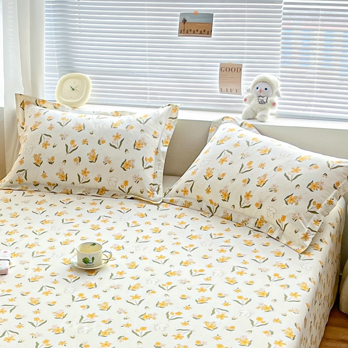 91家纺网 家纺一手货源 找家纺 涵宸家纺 2024新款全棉小清新印花单品套件--单枕套 枕套-菊馨兔