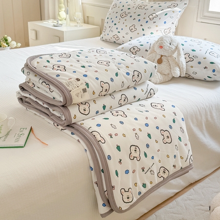 91家纺网 家纺一手货源 找家纺 （总）美派工厂店 2024新款A类小清新针织棉印花夏被