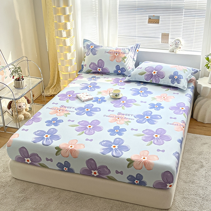 91家纺网 家纺一手货源 找家纺 涵宸家纺 2024新款全棉小清新印花单品套件--单床笠 床笠-花季