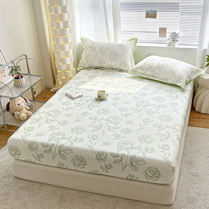 91家纺网 家纺一手货源 找家纺 涵宸家纺 2024新款全棉小清新印花单品套件--单床笠 床笠-晚风吟