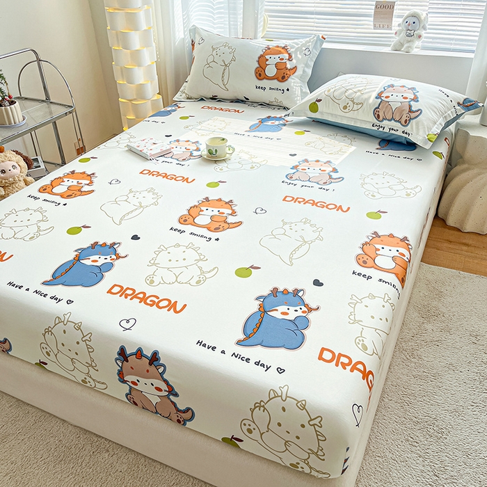 91家纺网 家纺一手货源 找家纺 涵宸家纺 2024新款全棉小清新印花单品套件--单床笠 床笠-龙先生