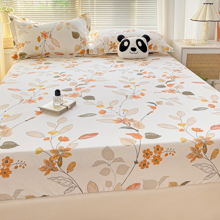 91家纺网 家纺一手货源 找家纺 大柏树 2025新款全棉13376印花四件套系列（可定制）-单床笠 浅花悠悠