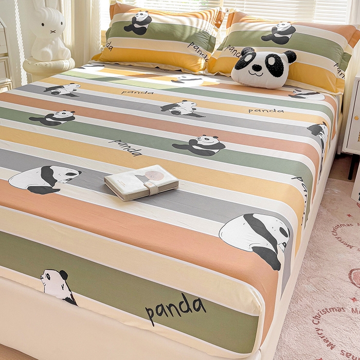 91家纺网 家纺一手货源 找家纺 大柏树 2025新款全棉13376印花四件套系列（可定制）-单床笠 功夫熊