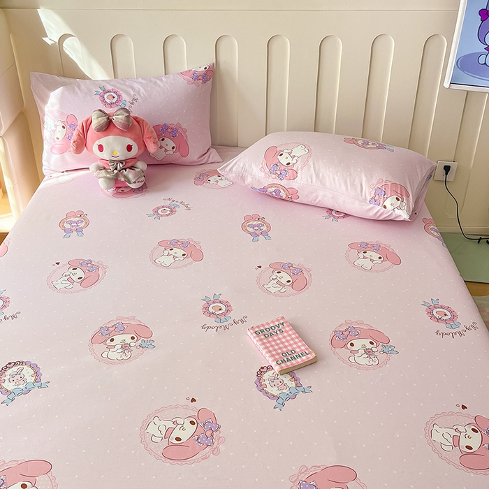 91家纺网 家纺一手货源 找家纺 博雅 2024新款三丽鸥正版授权全棉活性印花单床笠 少女美乐蒂